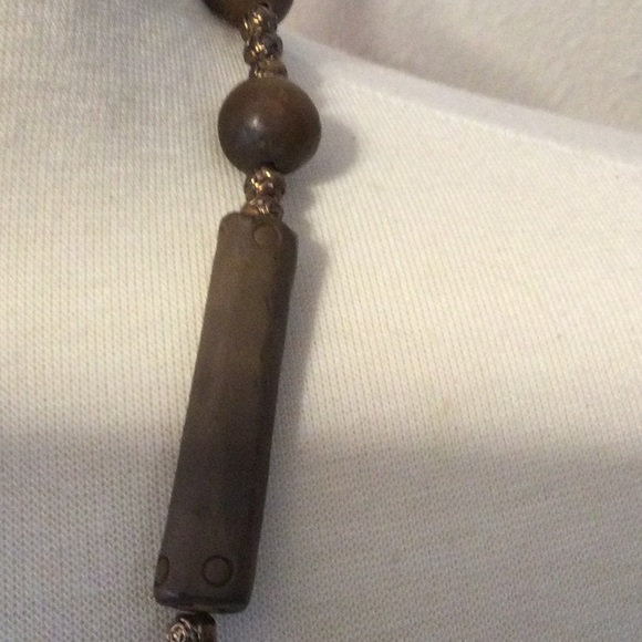 Women's Wood Bead Brown Necklace - Picture 10 of 16